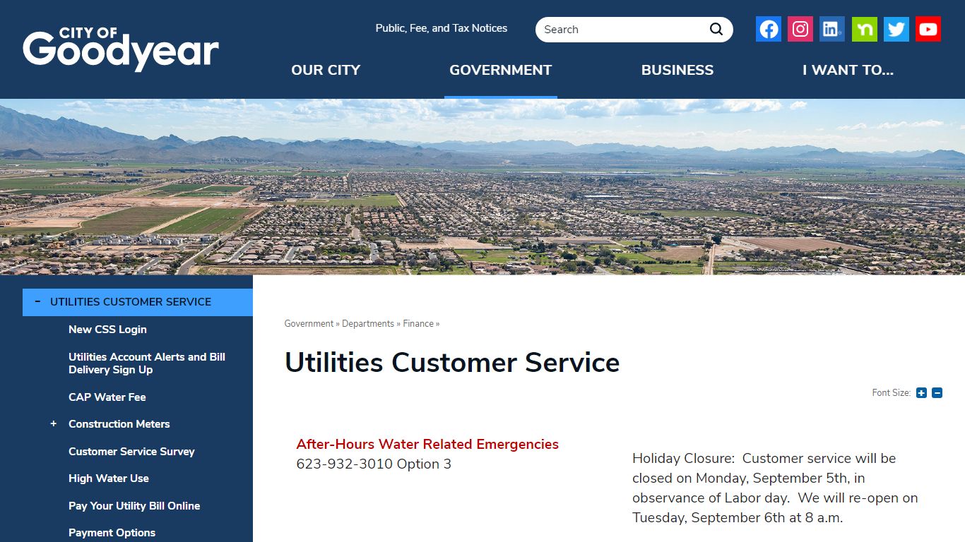 Utilities Customer Service | City of Goodyear